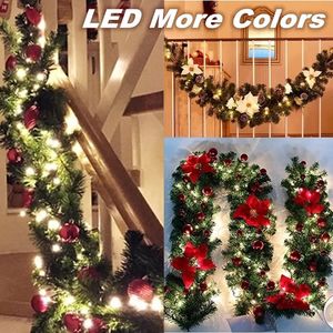 Christmas Decorations 2 7M 5 Colors Garland Decoration Rattan Lights Wreath Decorated Mantel Fireplace Stairs Wall Door Decor 231030