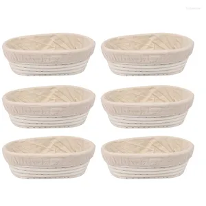 Placas 6pcs 25cm oval rattan cane pão prova forro cesta durável para diy artesanal