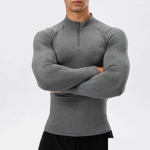 Yoga Outfit S Aktive Hemden Männer Herbst Fleece T Outdoor Langarm Schnelltrocknende Tops Sportliche Blusen Atmungsaktive O-Ausschnitt Laufende Schweiß Dhajb