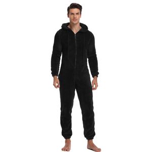 Kläder sätter män varm teddy fleece onesie fluffy sömn lounge vuxna sömnkläder pajamas manliga jumpsuits huva onesies för vuxna män 231027