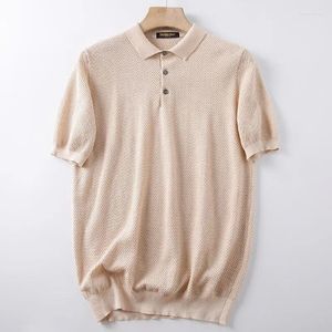メンズTシャツ高品質のポロサマーパイナップルパターン編みクラフトカジュアルカップルショートTシャツスリーブ