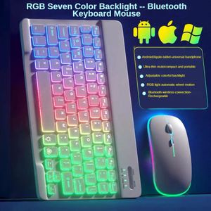 Tastatur-Maus-Kombinationen RGB BT und Combo wiederaufladbar, kabellos, Bluetooth, Russisch, Spanisch, Hintergrundbeleuchtungsset 231030