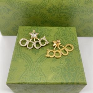 Klasik mektup çember küpeler moda tarzı elmas altın damızlık marka küpeleri kadınlar için tasarımcı lüks kadın küpe hediye takı aksesuarları