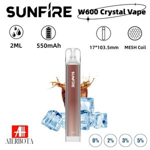 100% Newst Hot Sell Sunfire Original Tonado Crystal 600 engångsvape VAPE POD -enhet Partihandel TPD (600 puffar) Lokala lager 10 smaker Billiga ångpen 400mAh Batteri