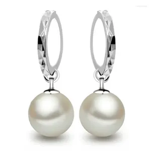 Studörhängen Real 925 Sterling Silver Origin Pearl Gemstone Earring For Women Böhmen Round Tahitian smycken Kvinnor