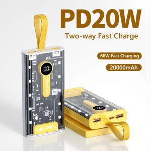 66W Super Fast Charge Power Bank 20000 mAh Przenośna ładowarka zewnętrzna do iPhone'a 14 Samsung Huawei Xiaomi Mini Powerbank