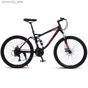 Cyklar 24 26 tum cykel 21 24 27 30 Speed ​​Bike Mountainous Region Dual Disc Brake High Carbon Steel Damping Cross Country Q231030