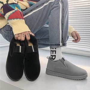 Botas Inverno Plus Veludo Calor Grosso Antiderrapante Sapatos De Algodão Masculino Versão Coreana Preguiçoso Neve Casual