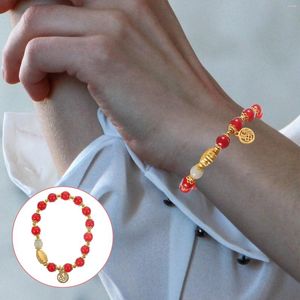 Charm Bracelets Bracelet Gift Protection Jewelry Year Braided Rope Metal Red Women