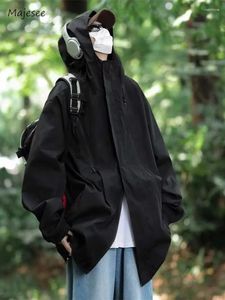 Jaquetas masculinas com capuz homens sólidos baggy streetwear ao ar livre bonito concurso adolescentes estilo japonês primavera outono slouchy ins