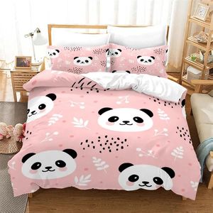 Conjuntos de cama bonito dos desenhos animados panda conjunto engraçado capa de edredão consolador gêmeo completo king size para adulto adolescente crianças quarto decoração