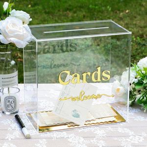 Party Supplies OurWarm Acrylic Wedding Card Box For Reception DIY Gift Money With Letter Stickers Clear Envelope Anniversary Birthday