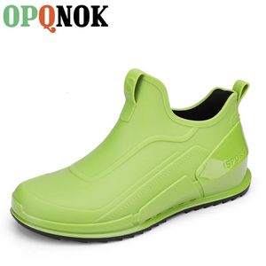 Rain Boots Men's Short Tube Boots Solid Color Rain Boots Male Waterproof Fishing Shoes Men Non-slip Work Shoes Outdoors Rainboots 231030