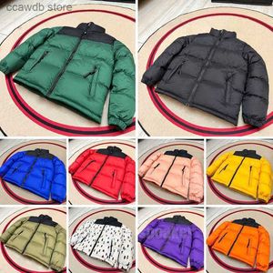 Męskie Down Parkas Dzieci NF Designer Winter Jacket Chłopcy Dziewczyny na zewnątrz z kapturem ciepłe mężczyźni kobiety Parka czarny puffer litera druk wiatru wiatru T231030