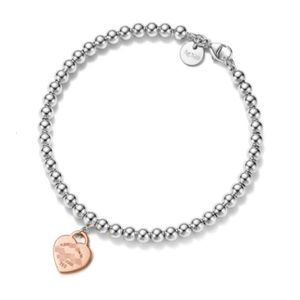 Correntes femininas de luxo pulseiras tiff bangle amor em forma de coração pingente mão corrente feminina tiffanjewelry s925 prata namorada handchains senhoras pulseira tsdl