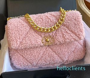 العلامة التجارية أزياء Lamb Wool Handbag Lady Chain Bag One One -Coutgle Inferarm Envelope Bags New Autumn Winter Collection