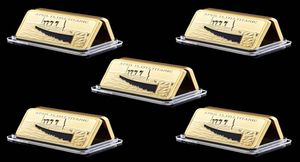 5PCS Non magnetic Square 24K Gold Plated Titanic Craft Souvenir Coin Commemorative Bullion Bar Ornaments Gift Home Art Collection7662152