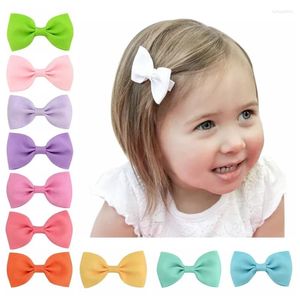 Hair Accessories 10 Pcs Baby Girls Small Sweet Solid Color Ribbow Bow Clips For Kid Mini 2.75'' Handmade Hairpins Wholesale