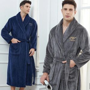 Homens sleepwear tamanho grande 3xl 4xl quimono robe vestido de inverno homewear coral velo roupão chuveiro peignoirs solto engrossar nightwear