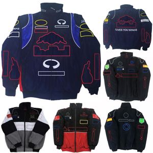 F1レーシングジャケットフォーミュラ1チームコットンジャケットヨーロッパアメリカンスタイルカレッジボンバージャケットウィンターフル刺繍ビンテージオートバイジャケット