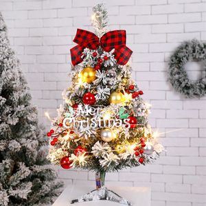Weihnachtsdekorationen, Desktop-Weihnachtsbaum mit LED-Licht, Beflockung, künstlicher Weihnachtsbaum, DIY kleiner Weihnachtsbaumdekorationssatz, Navidad Decor 231027