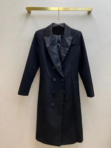 Damenanzüge Woolen Double Blazer Breasted Frauen Basic Balck Anzug Mantel Elegante lange Bürodame High-End Female 2023 Herbstmäntel