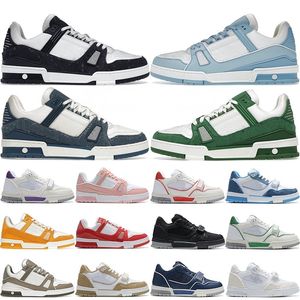 2024 Virgil Trainer Designer Sapatilhas Sapatos Casuais Couro De Bezerro Abloh Tripler Branco Rosa Dhgate Plataforma Mens Mulheres Vuittns Baixo Ao Ar Livre Tamanho do Sapato Euro 36-45