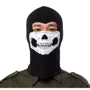 Cappellini da ciclismo Maschere Equitazione nera Copricapo in tessuto filettato per esterni Gioco Cosplay Fantasma Teschio Faccia spaventosa Scheletro di guerra Maschera antivento Prop 231030