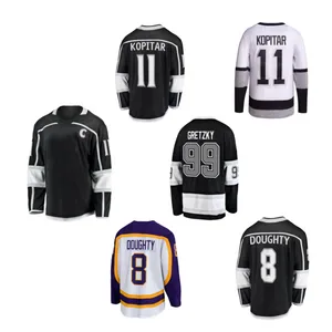 2023 Nya grossist billiga sömmar ishockeytröjor Los Angeles 11 Anze Kopitar 8 Drew Doughty 99 Wayne Gretzky