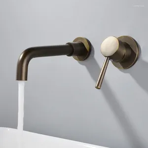 Bathroom Sink Faucets Wall Mounted Antique Brass Solid Copper Cold Water Basin Faucet Single Handle Double Control High Quality