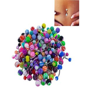 Stainless Steel Belly Button Ring Auniquestyle Navel Piercing Bar Body Jewelry Curved Barbell with Acrylic Pattern Ball 200pcs se322c