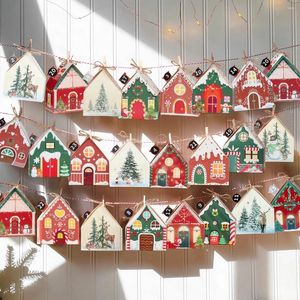 Gift Wrap Merry Christmas 2023 Bags House Shape Kraft Paper Candy Cookie Packaging Boxes Tree Pendant Party Decor
