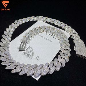 necklace moissanite chain Full Iced Out d Color Vvs Moissanite Cuban Necklace Bling Round Diamond Hip Hop Jewelry 925 Sterling Silver Men Cuban Link Chain