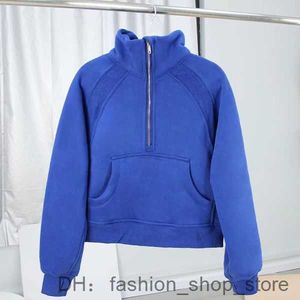 Damen-Kapuzenpullis, Lululemens Damen-Sweatshirts, Designer-Scuba-Damenjacke, halber Reißverschluss, Yoga-Outwear-Kleidung, dicker, langärmliger Fleece-Pullover 9 777X