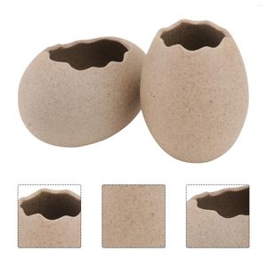 Vases 2 Pcs Small Egg Shell Vase Planting Home Decorations Simple Ceramics Hydroponics Plants Container