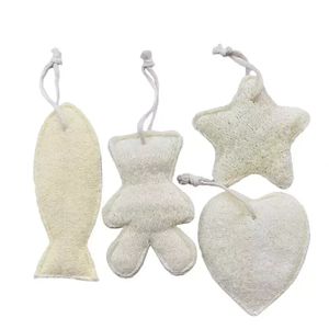 Cute Animal Fish Bear Star Heart Shaped Natural Loofah Sponge Shower Ball Environmental Rubbing Towel