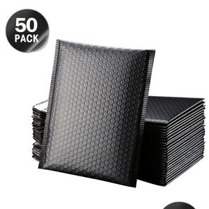 Sacos de embalagem Atacado 50 pcs Bolha Envelope Auto Seal Black Foil Mailer para Presente Forrado Poly Wedding Bag Mailing Envelopes Drop Del Dhxkf