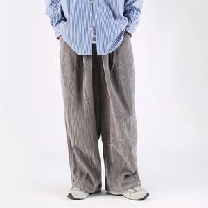 America Style High Street Loose Corduroy Pants Man Solid Color Oversize Straight Wide Leg Casual Strousers Four Seasons