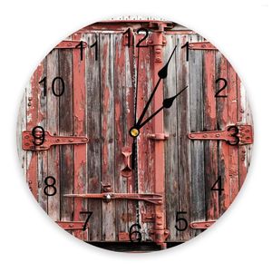 Orologi da parete Vernice per porta in legno Orologio rotondo retrò Design moderno Decorazione per la casa Soggiorno Tavolo da cucina per bambini