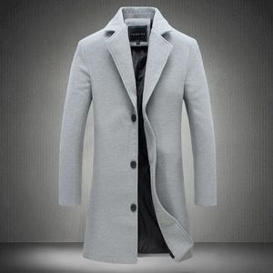 Men Blends Autumn and Winter Mens Solid Color Casual Busines en Coats High end Brand Slim Long Coat Male Jacket 231027