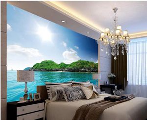 Wallpapers 3d Customized Wallpaper Lakes And Mountains Blue Sky White Clouds Frescoes For Room