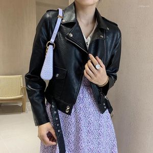 Women's Leather Khaki Short Faux PU Jacket Spring Autumn Fashion Snake Print Motorcycle Biker Streetwear Casual Casacos Feminino