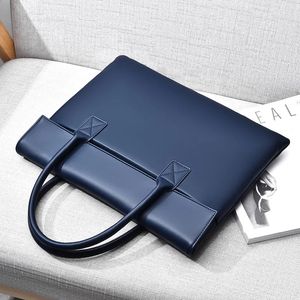 BRECHUSES MEN BUSINESS PU PURECHASE OFFICE DOKUMENT STORAGE HANDBAG Vattentät resa Laptop Protection Shoulder Bag Organizer Pouch 231030