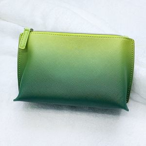 La Brand Kosmetiktaschen, grüner Farbverlauf, Make-up-Taschen, Top, schöne Damen-Kosmetiktasche, Reißverschluss-Geldbörse, schöne, meteriale, klassische Retro-Taschen für Mädchen, Originalqualität, 19 cm, 24 cm