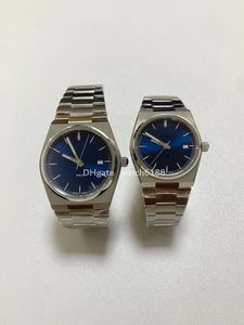 Nuovo orologio PRX T137 stile coppia quadrante blu cassa cilindrica movimento svizzero al quarzo vetro zaffiro acciaio 316 quadrante impermeabile profondo per uomo 40mm donna 35mm ultra forte bagliore