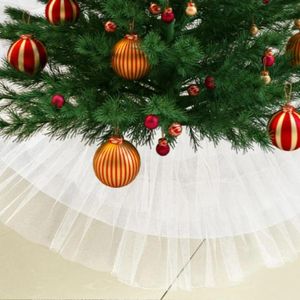 Christmas Decorations Tree Skirt White Gauze Elegant Lace Design Protects Floors Creates Warm Atmosphere Semi-mechanical Cake Dress