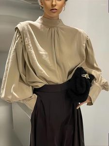 Camicette da donna Coreano Y2k Dolcevita Manica a sbuffo Moda Donna Indietro Button Up T Shirt Designer Top 2023 Autunno