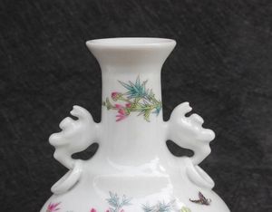 Antique porcelain pastel flower pattern amphora bottle flower arrangement decoration living room decoration crafts5355789