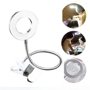Nail Dryers 1Pc Microblading Tattoo 8X Magnifier Lamp Art USB Cold Light Led Non-slip Equipment Clamp Glass Table For Beauty Salon