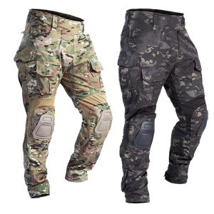 Pantaloni da combattimento da uomo con ginocchiere Esercito Militare Airsoft Tattici da uomo Pantaloni da lavoro Camouflage Multicam Trekking Abbigliamento da caccia Uomo